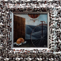 Aleš Vondřich a Kateřina Dominová - Krajina se starým kolem - originál 